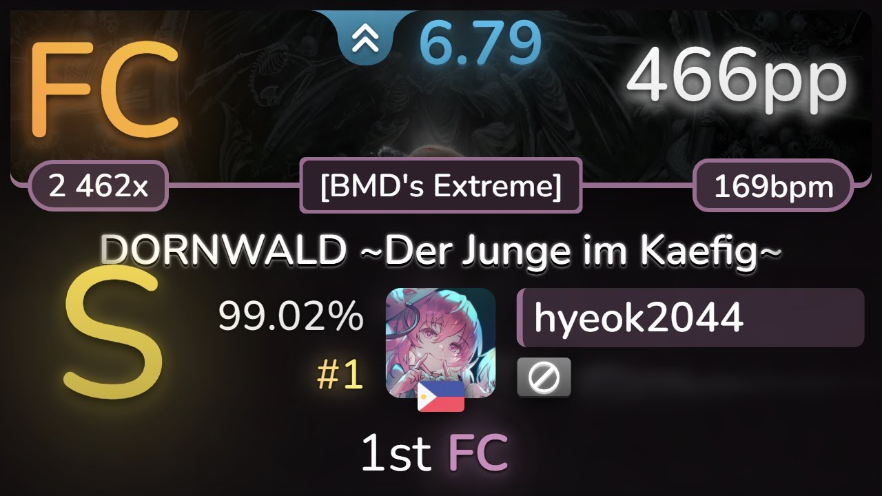 hyeok2044 | DJ TOTTO - DORNWALD ~Der Junge im Kaefig~ [BMD's Extreme] 99.02% FC #1 | 466pp - osu!