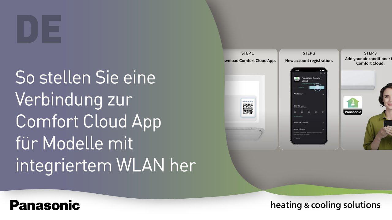 DE – So stellen Sie eine Verbindung zur Comfort Cloud App für Modelle mit integriertem WLAN her