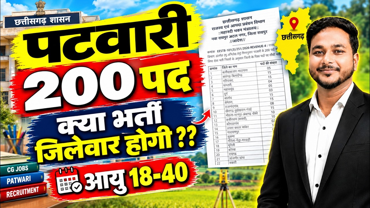 Patwari Recruitment 2027 🔥 Complete details of 200 posts | District wise Vacancy List | Exam on 4th April | CG Patwari