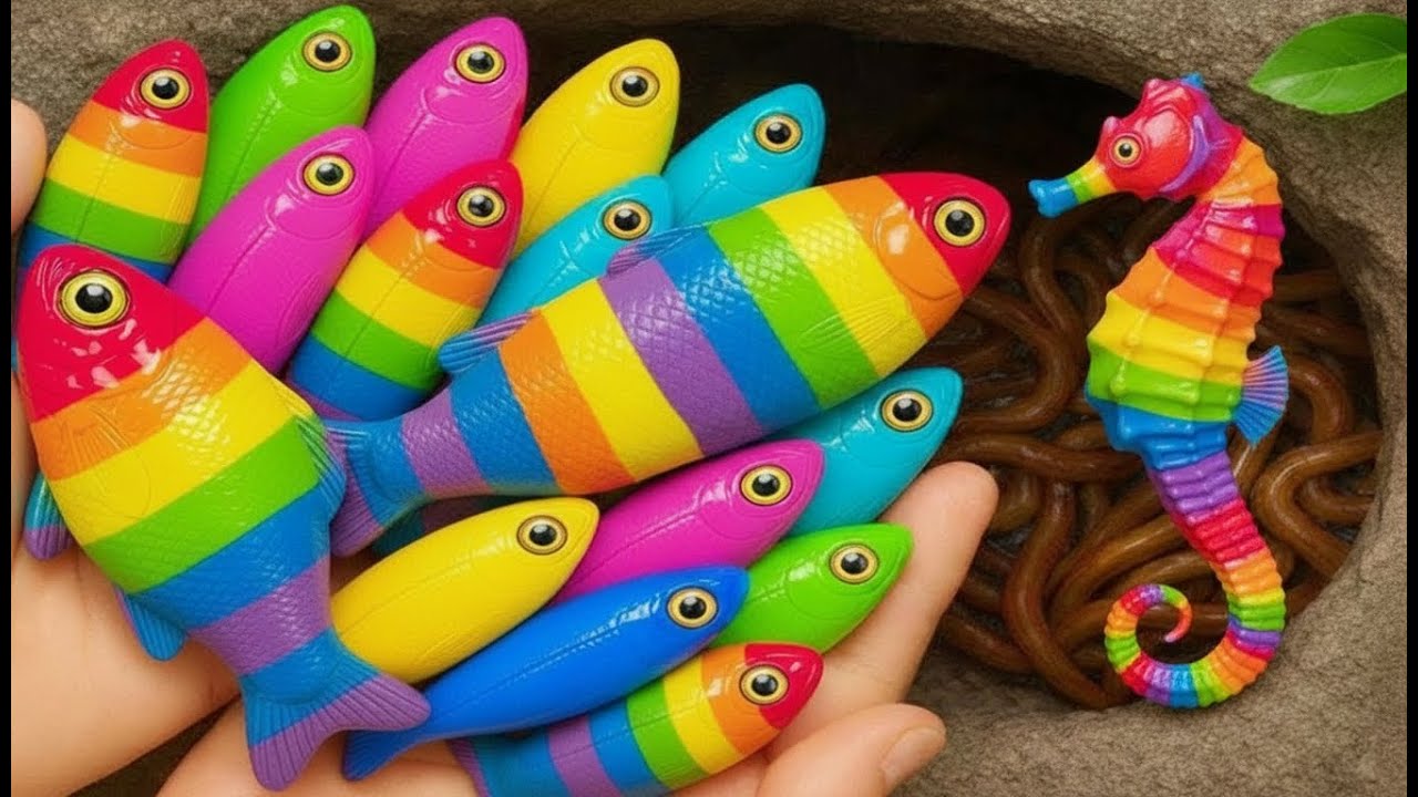 Catch Freshwater Aquarium Fish in Giant Colorful Eggs, Snail, Pencil Fish, Molly Fish, Turtle, Eels