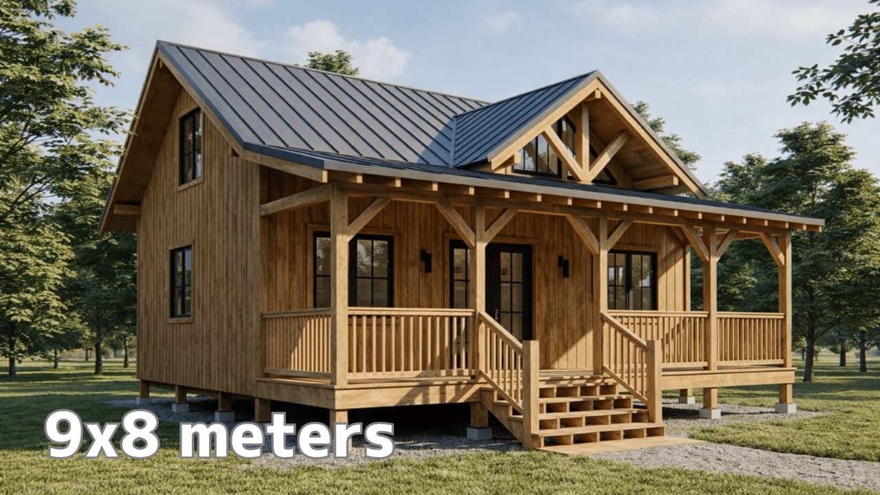 29'x26' (9x8m) STUNNING Cabin Design: Simple, Complete & Cozy Living!
