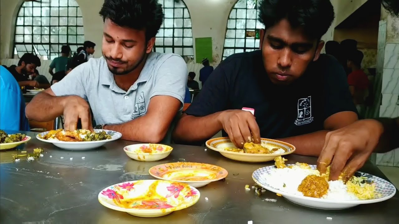 Eating Lunch(Rice & Chicken Curry/Chicken Rice,Daal) With Friends at Shurjo Sen Hall Cafe DU