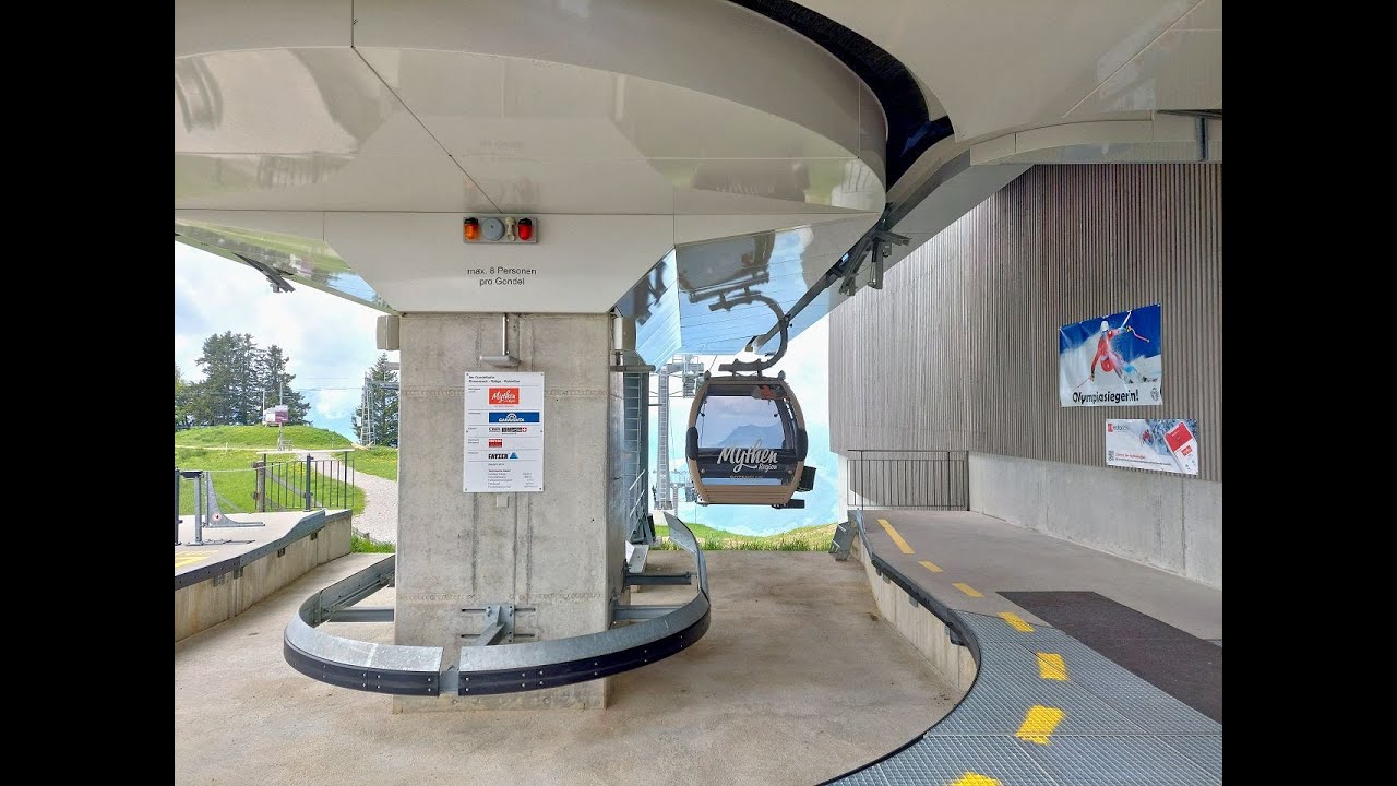 Luftseilbahn Rickenbach - Rotenflue Bergfahrt 2022 Seilbahn Schweiz cable car Switzerland