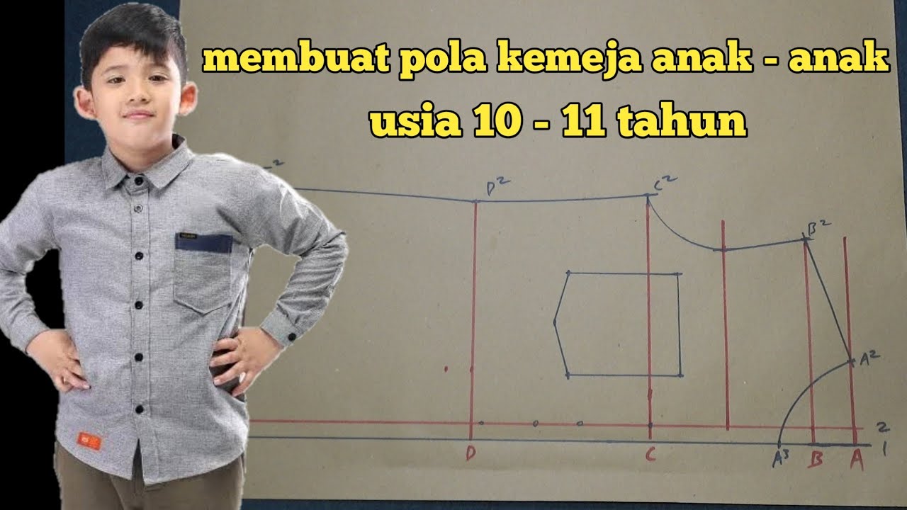 membuat pola kemeja anak usia 10 - 11 tahun