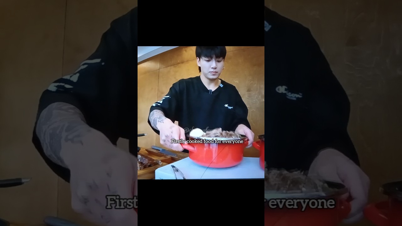 Kookie was Cooking for everyone😍❤ when Vmin were sleeping😴💤