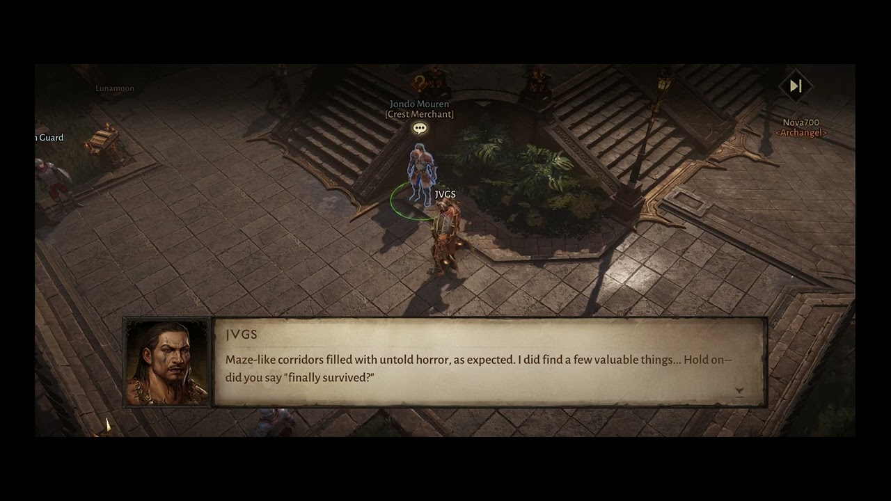 Diablo Immortal - Braving The Rift: Return to The Crest Merchant Jondo Mouren Dialogue Gameplay