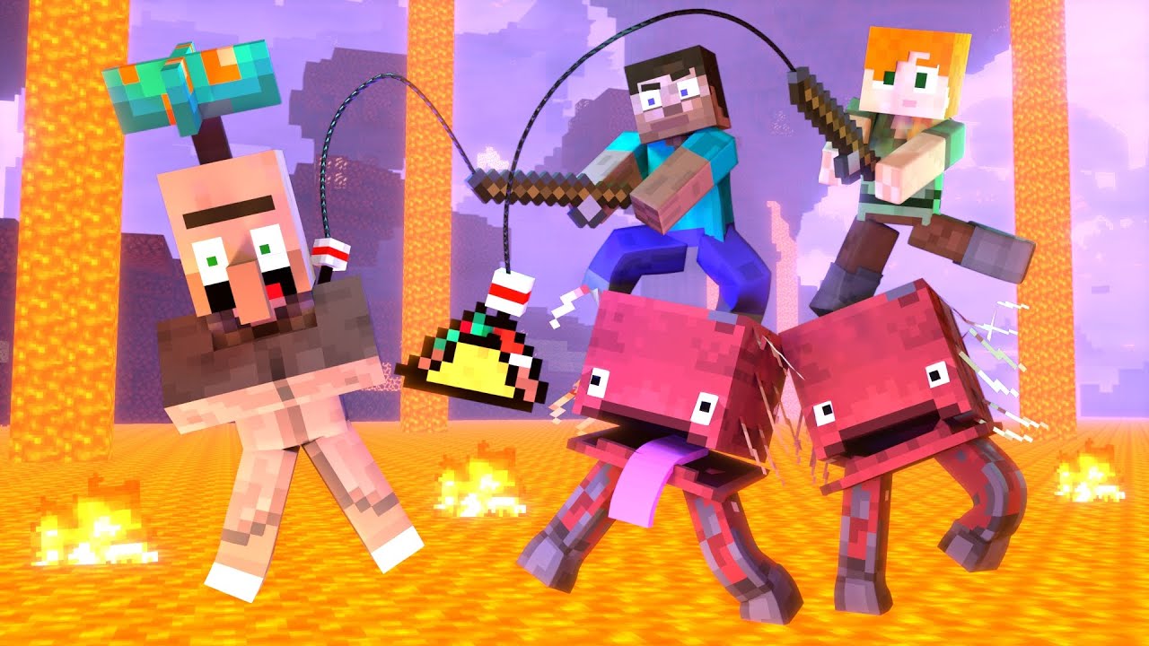 Strider & Villager Life - Minecraft Animation | Alex and Steve Life