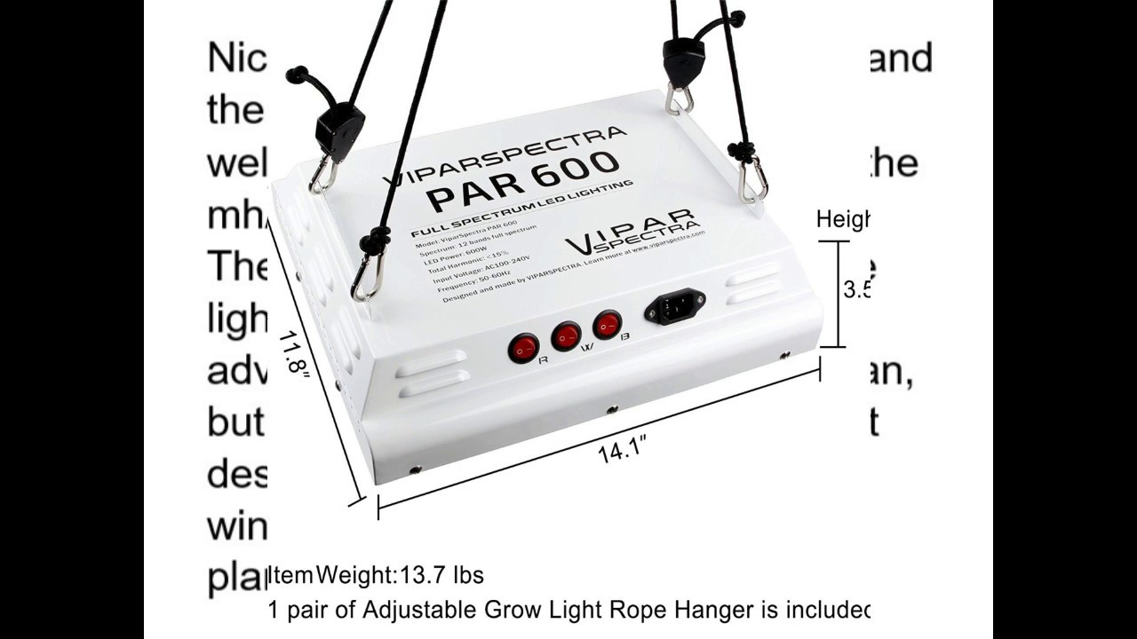 VIPARSPECTRA PAR600 600W 12 band LED Grow Light   3 Switches Full Spectrum