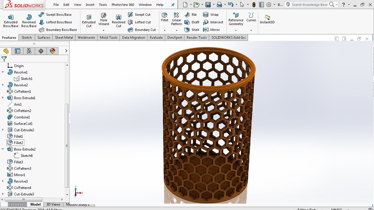 SolidWorks Tutorial - Honey Comb Pencil Box