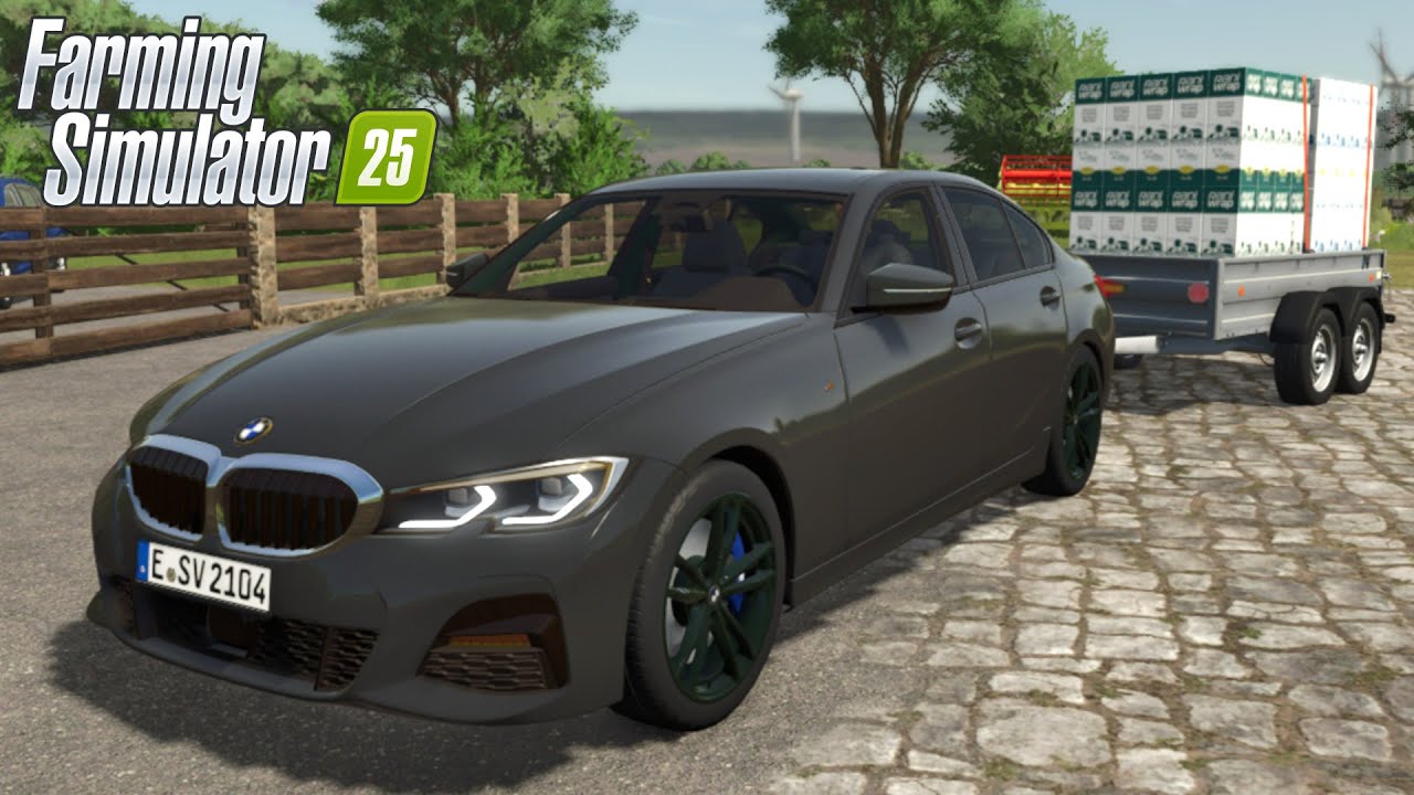 FS25 - 2020 BMW 3 Series G20 with CAR TRAILER - NEW CAR MOD for Farming Simulator 2025 ROLEPLAY