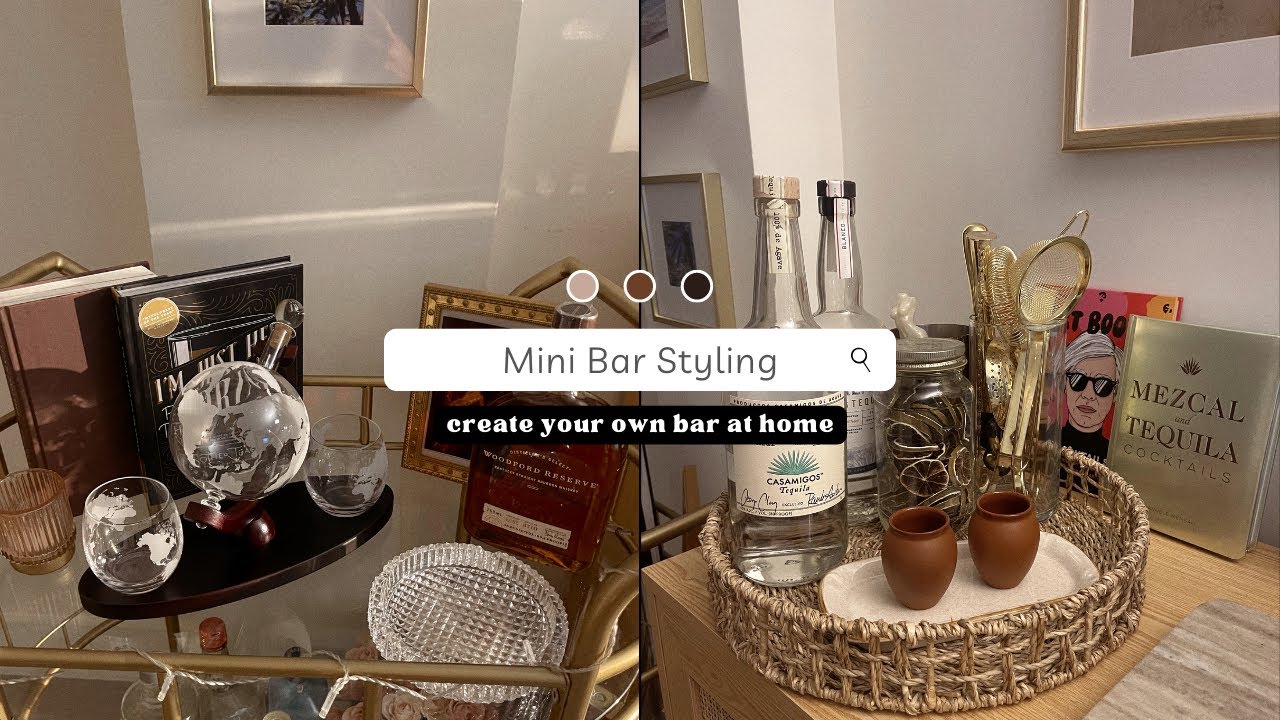 MINI BAR STYLING AT HOME | DECORATE WITH ME | BAR CART | BAR CABINET