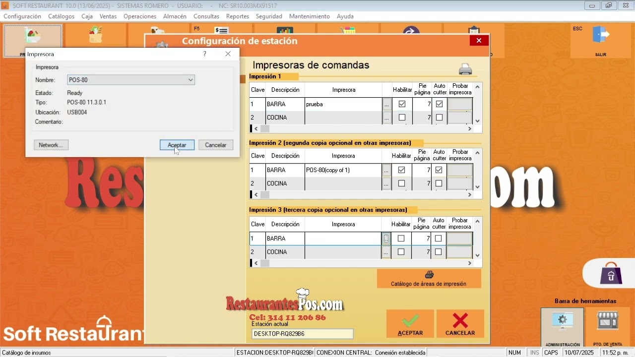 Configurar Impresoras en Softrestaurant por restaurantespos Colima