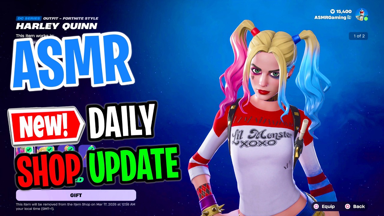 ASMR Fortnite Shop Harley Quinn Skin Returns! Daily Update Today 🎮🎧 Relaxing Whispering 😴💤