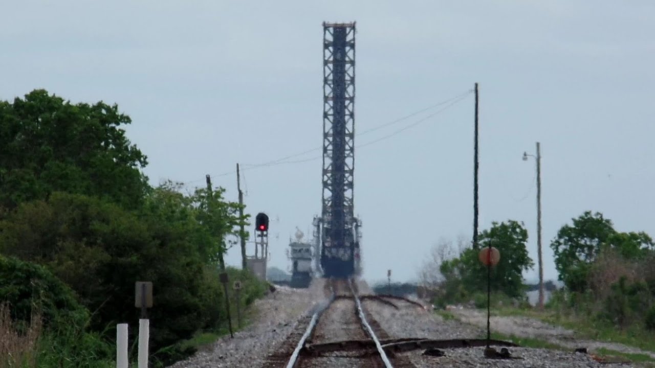 Train Crosses Lake Pontratrain Drawbridge