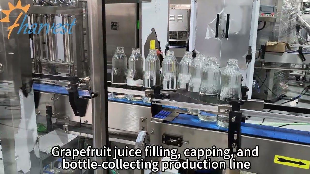Eight-head filling, capping, and bottle collecting machines for orange juice