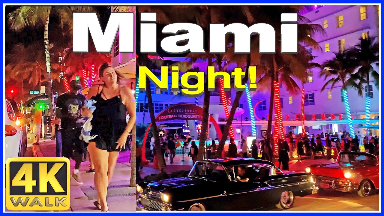 4K VIDEO WALK Ocean Drive SOUTH BEACH Miami Beach 4K Florida USA