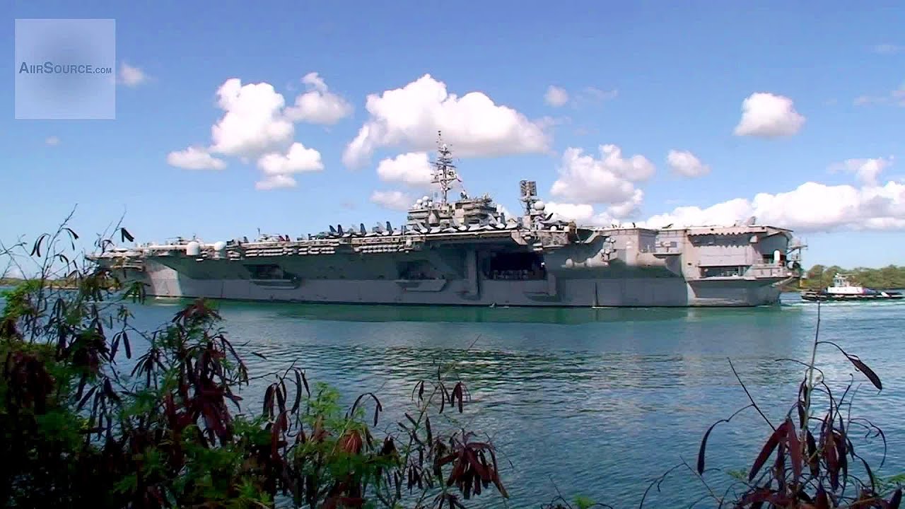 USS Kitty Hawk Aircraft Carrier Departing Pearl Harbor