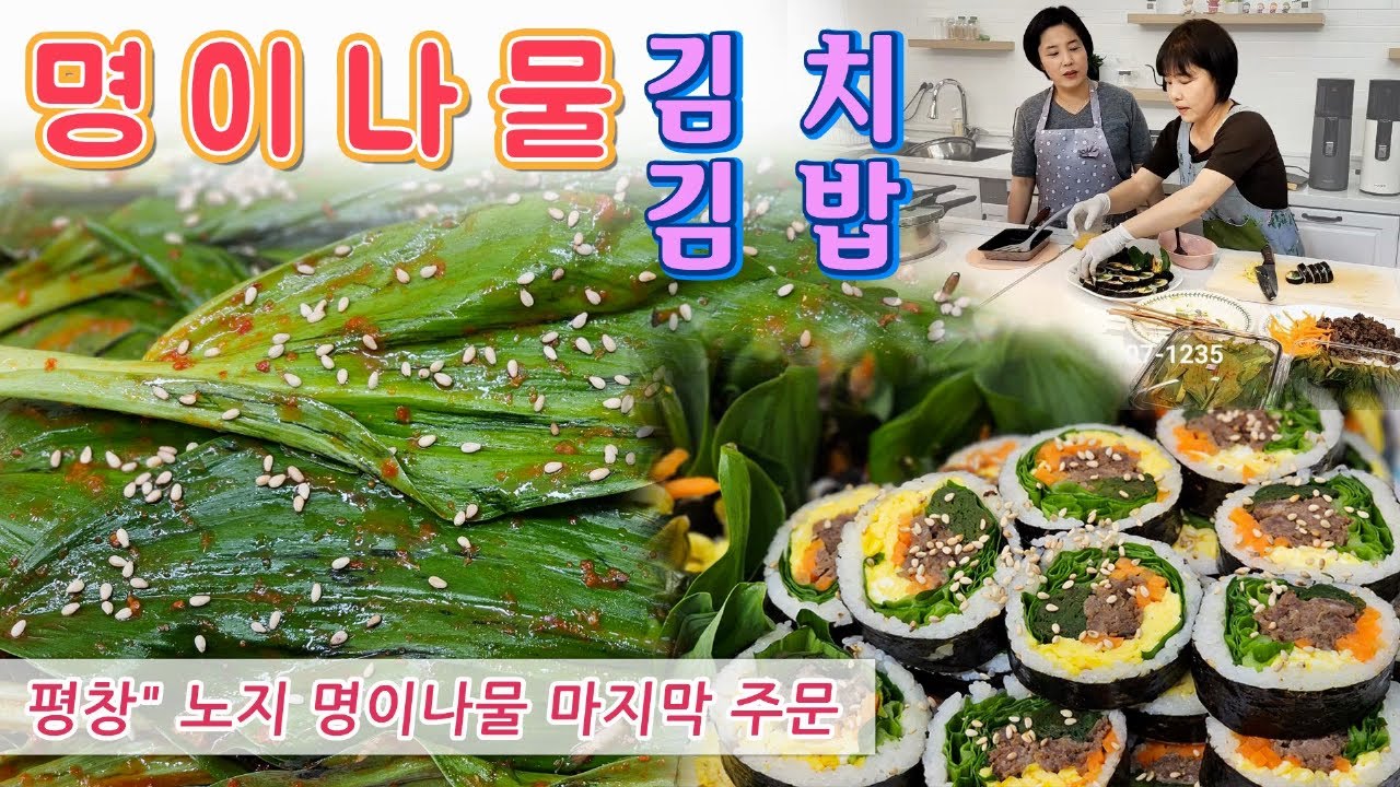 🔴 명이나물로 김치를 담을 수 있어요. 명이나물 김치, 김밥,