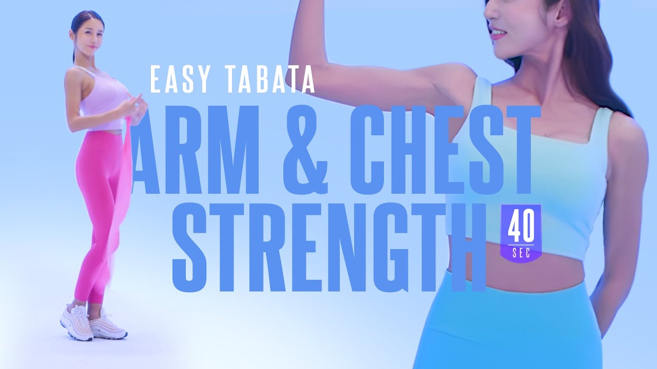 EASY TABATA 24-2 Hard : ARM & CHEST STRENGTH (🤹‍♀️이지타바타 24-2 : 밴드와 짐스틱을 이용한 가슴 & 팔 강화하기 40초 버전🌞)