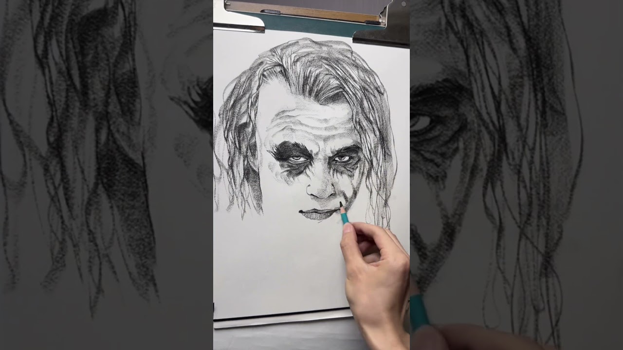Very Easy!! How to Draw Joker Face with pencil #joker #drawingjoker #art