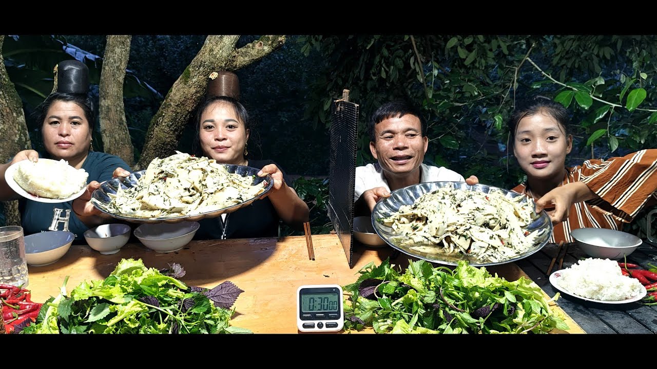 Chia Cặp Thi Ăn 2 Mâm Măng Tre Nộm Khổng Lồ Hơn 10KG Giữa 4 Thánh Ăn