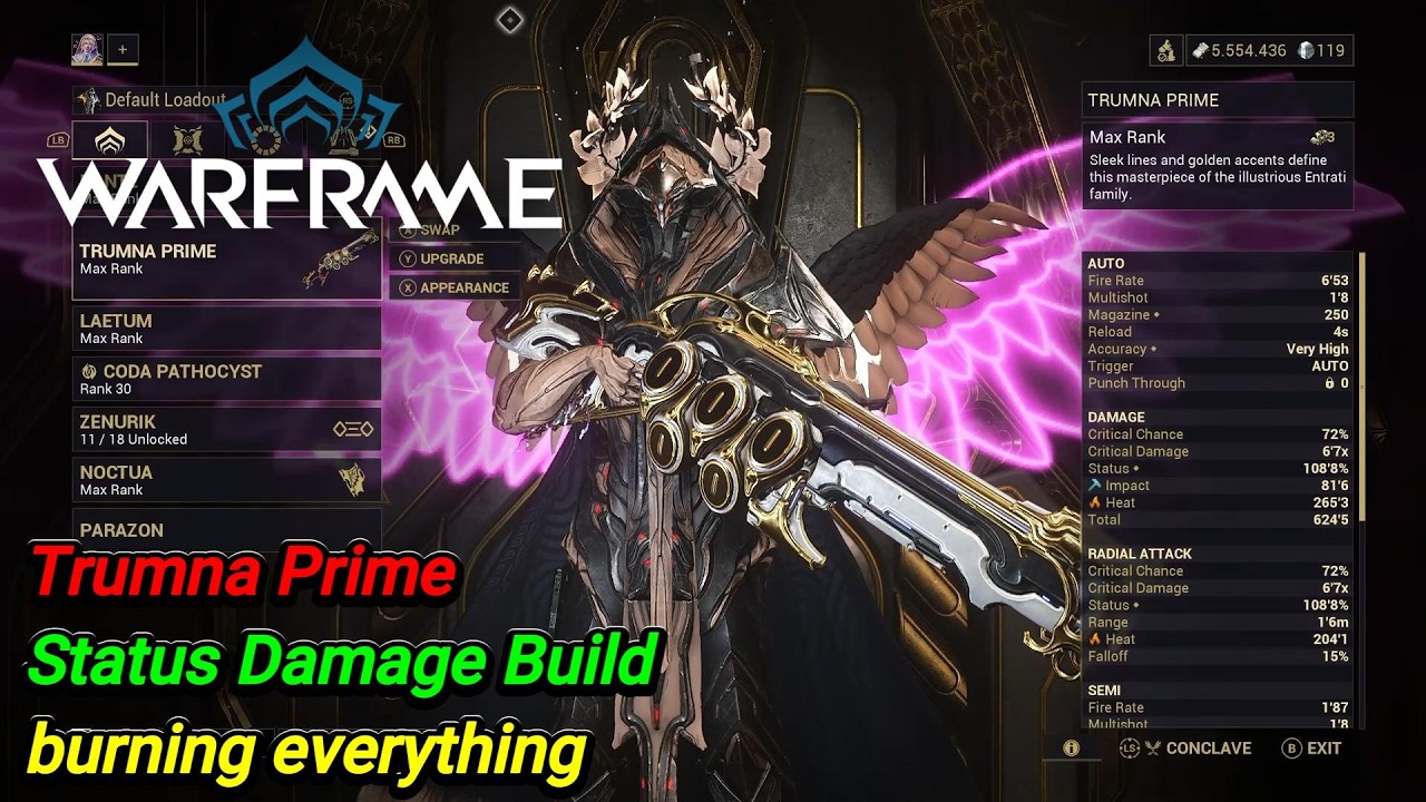 Warframe / Trumna Prime  / Status Damage Build / burning everything