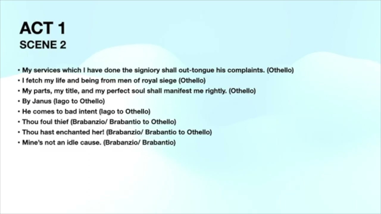 Othello - Important Quotes (Scene by Scene) - A Compilation of Tri-tutors Videos