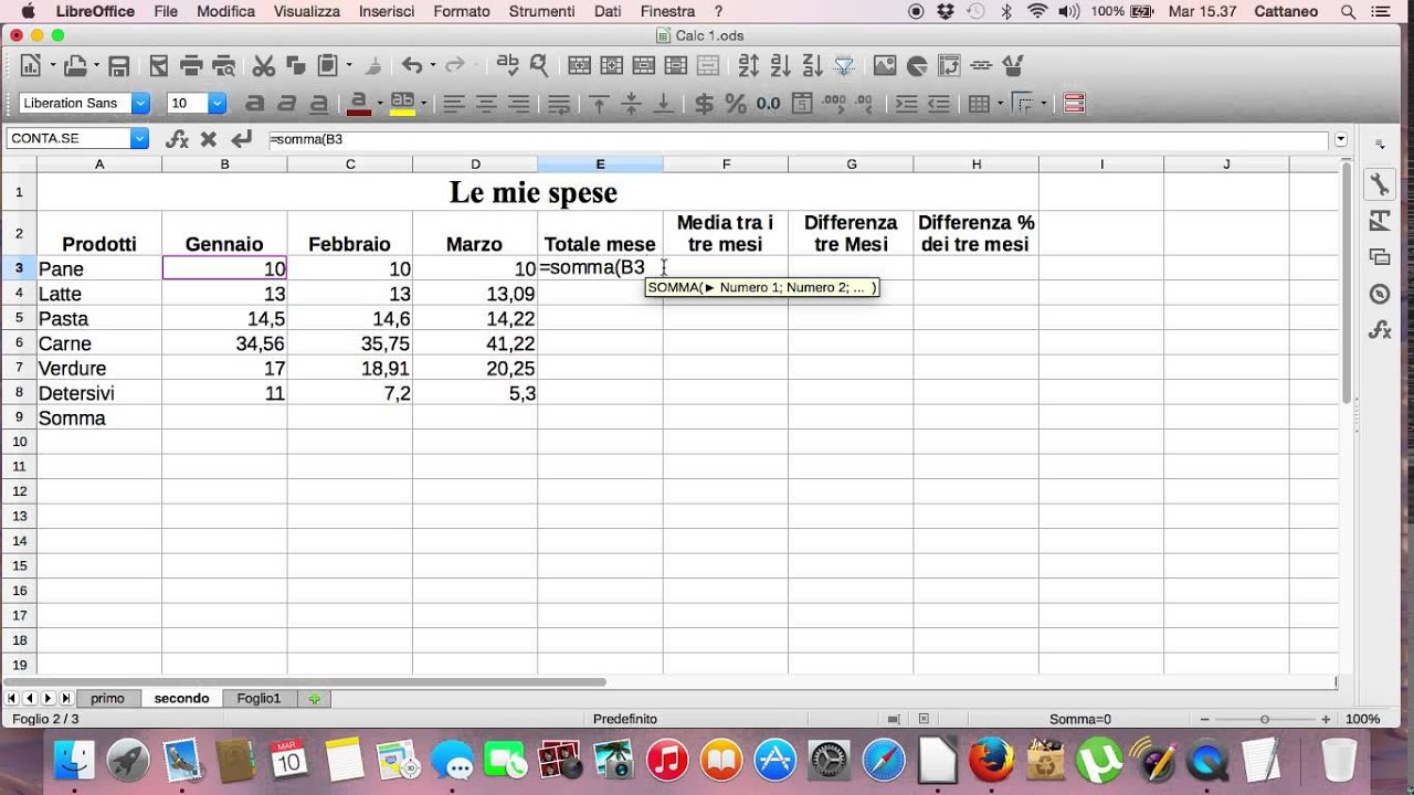 Primi passi con Calc di LibreOffice 4.4