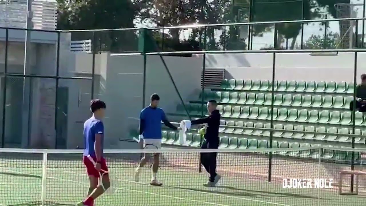 Novak Djokovic practice in Athens alongside European U14 champion Rafael Pagonis