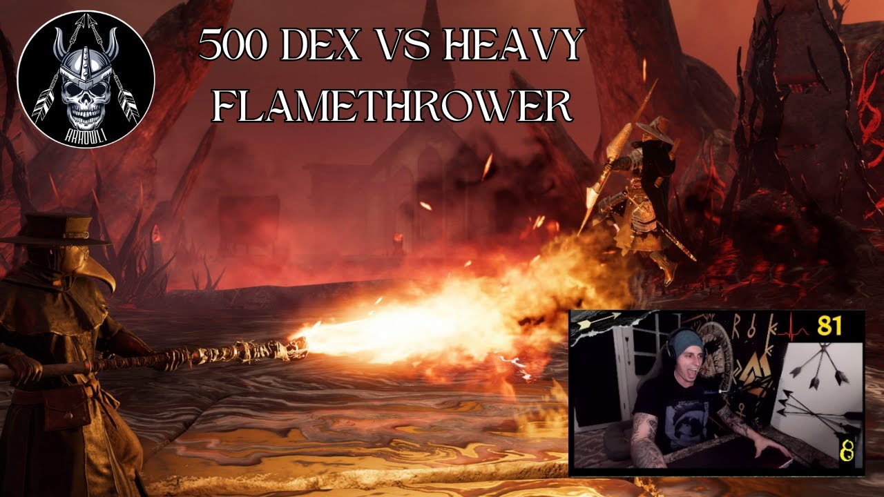 THE KING VS HEAVY GEAR FLAMETHROWER! NEW WORLD BOW PVP 500 DEX!
