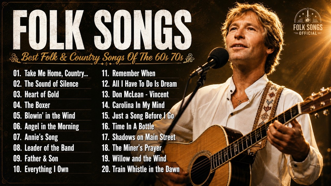 Best Folk Songs Of The 60s 70s 🌾 Take Me Home, Country Roads, The Boxer & The Sound of Silence