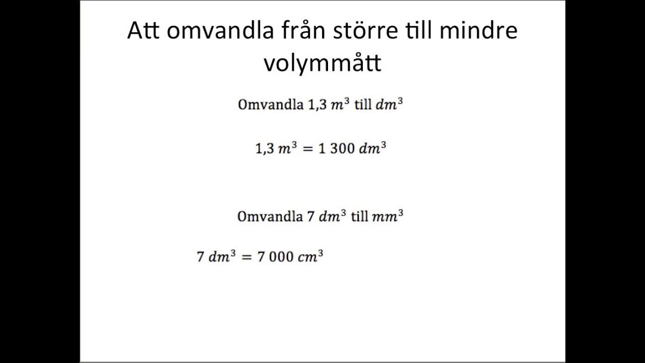 Att omvandla mellan olika volymmått