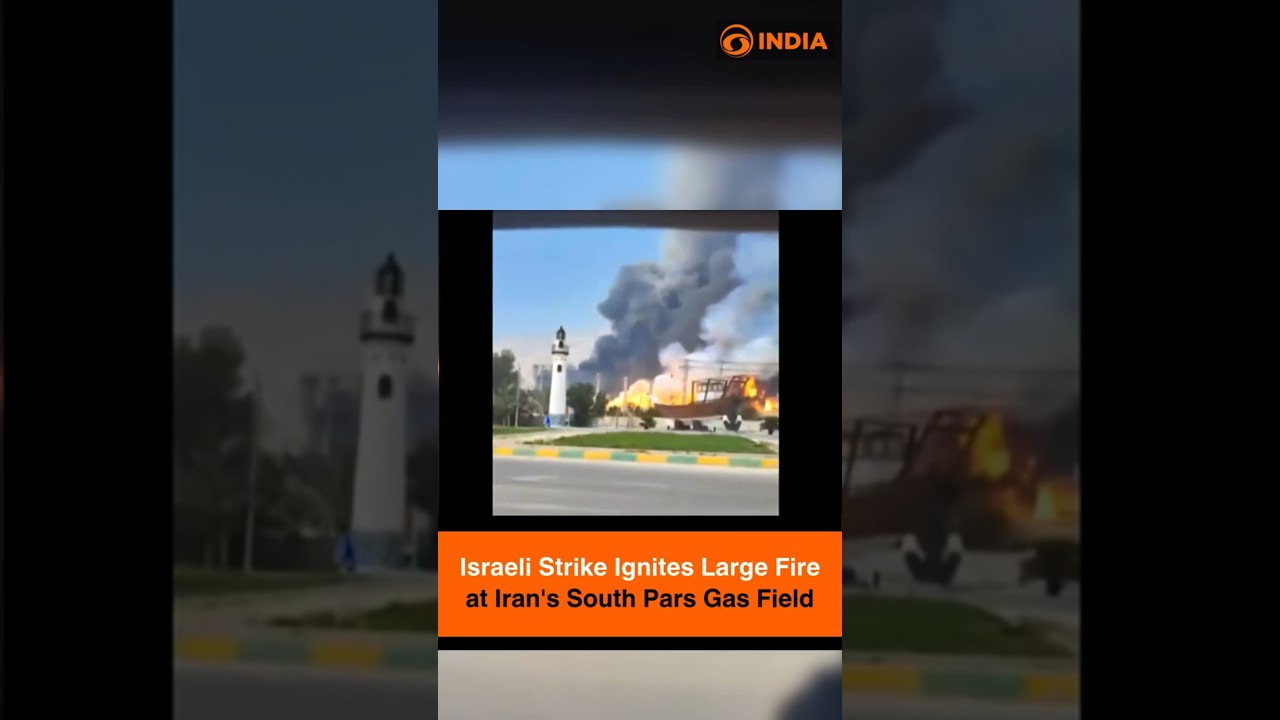Smoke and fire rise near the South Pars gas field