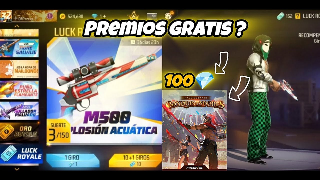 Nueva M500 explosión acuática con Pocos Tickets luck Royale en Free fire latam