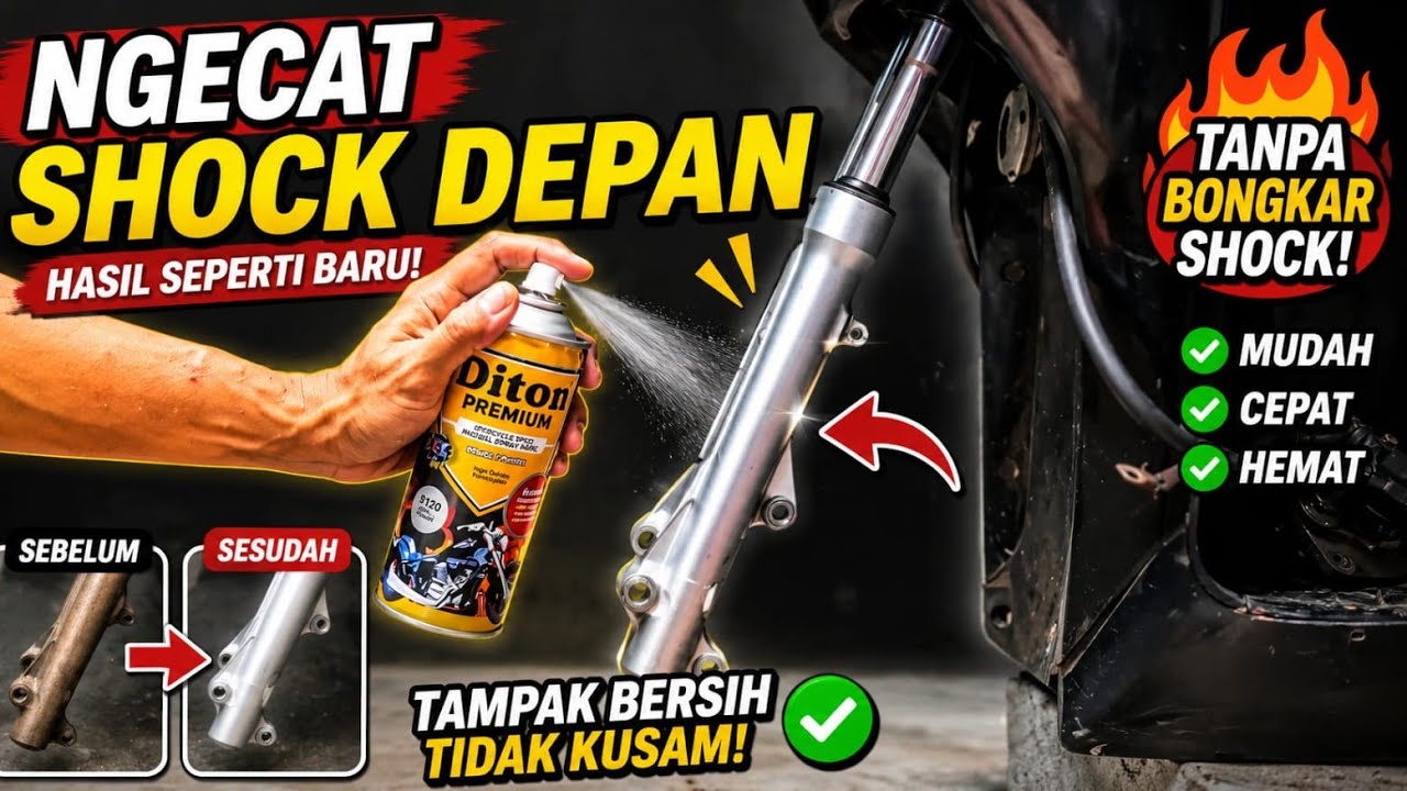 Repaint shockbreaker depan motor Honda Spacy Diton Premium 9124 Silver