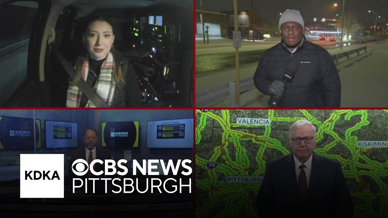 Morning snowfall blankets the Pittsburgh area