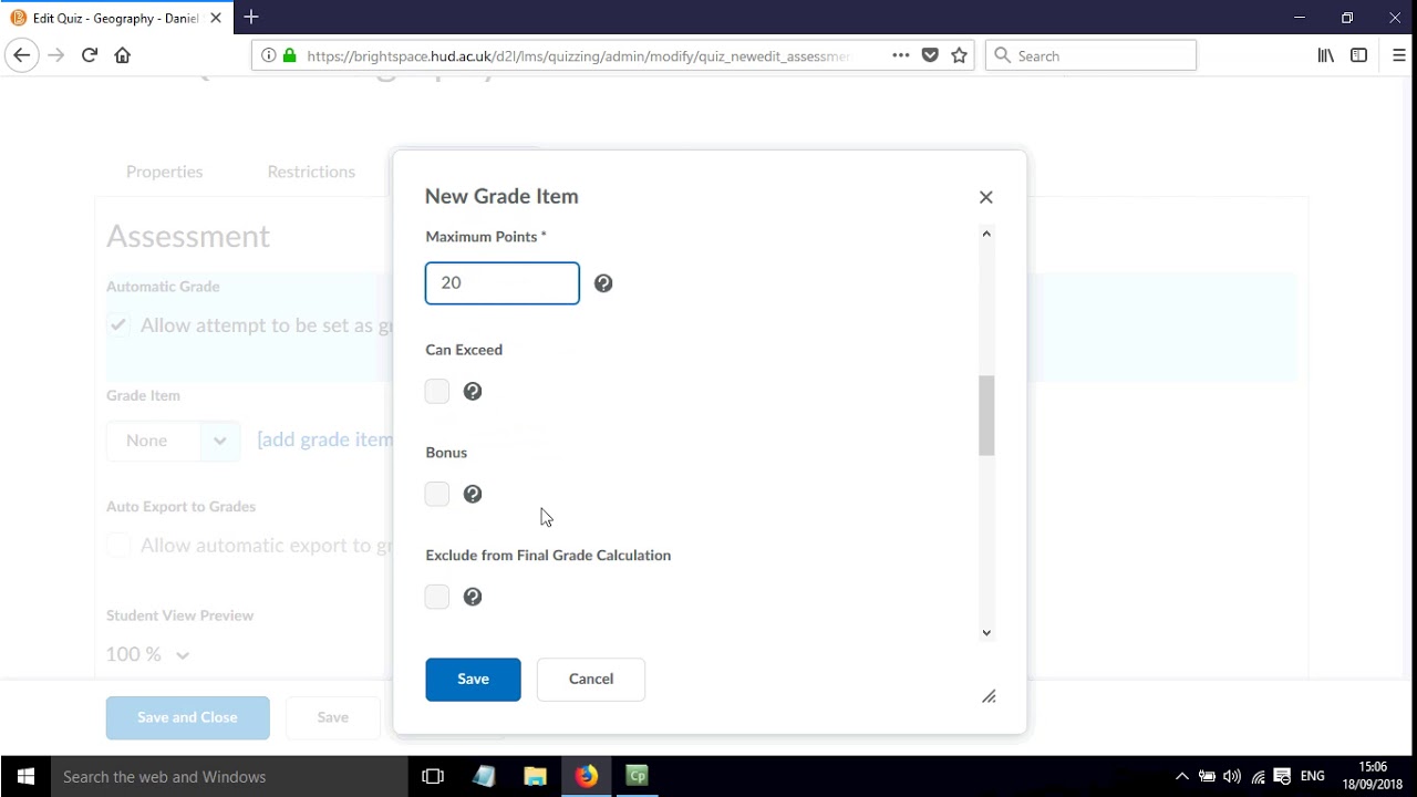 How to deploy a test in Brightspace