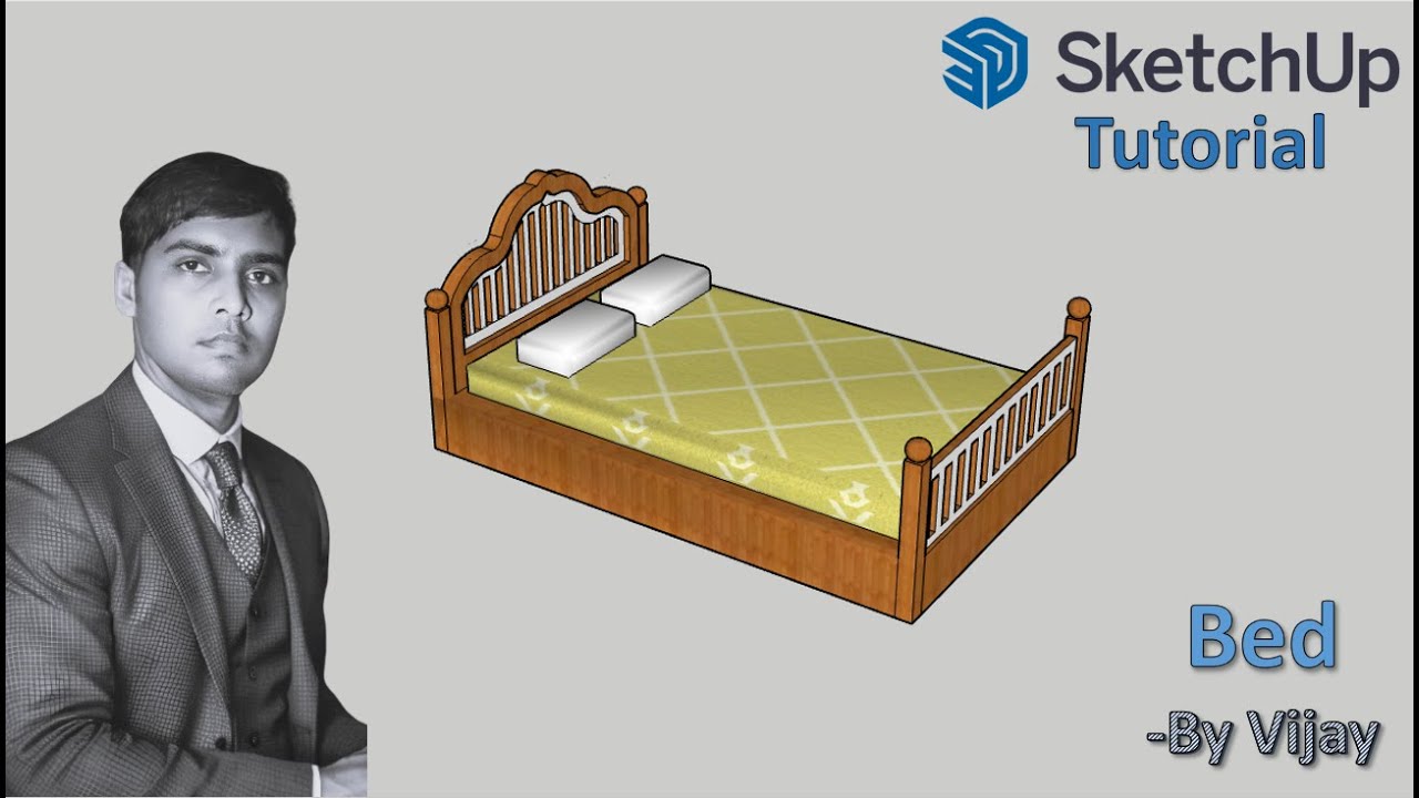 Sketchup Tutorial: How to make a bed ? || By Vijay #sketchup #cad #3d #3dmodeling
