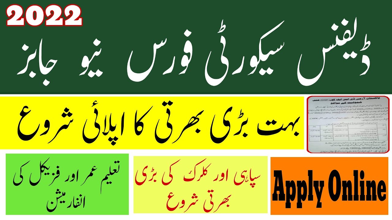 defense security force jobs 2022| defense security force jobs 2022 application form || DSF jobs 2022