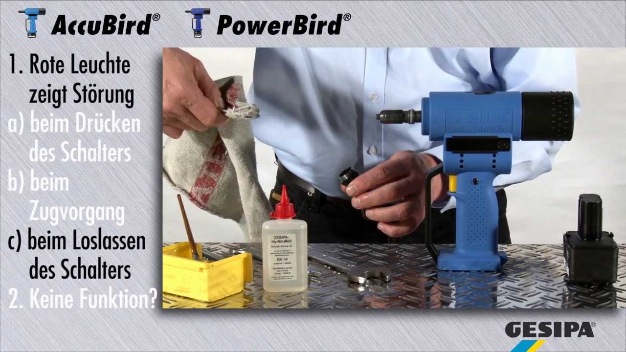 GESIPA AccuBird & PowerBird: Rote Leuchte zeigt Störung an