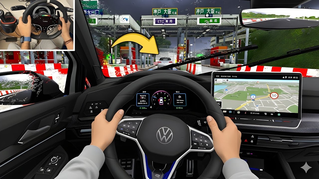 Volkswagen Golf 8.5 R line through Narrow Roads - Euro Truck Simulator 2 | Steering Wheel Gameplay