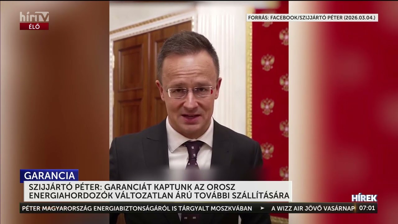 Szijjártó: Garanciát kaptunk az orosz energiahordozók változatlan árú további szállítására  - HírTV