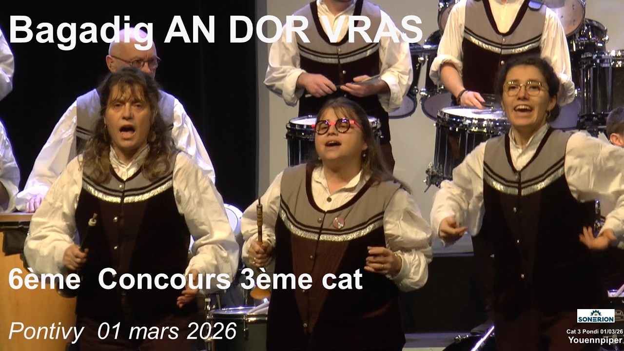 2026 Bagad AN DOR VRAS 6ème Concours 3ème cat Pontivy 01 mars  Youennpiper