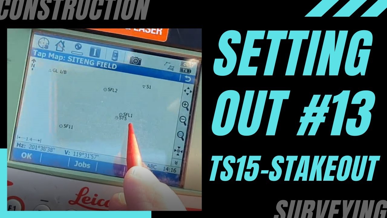 SETTING OUT # 13 - How to mark a point using Leica TS15. Robotic Total Station 'Stakeout' program.