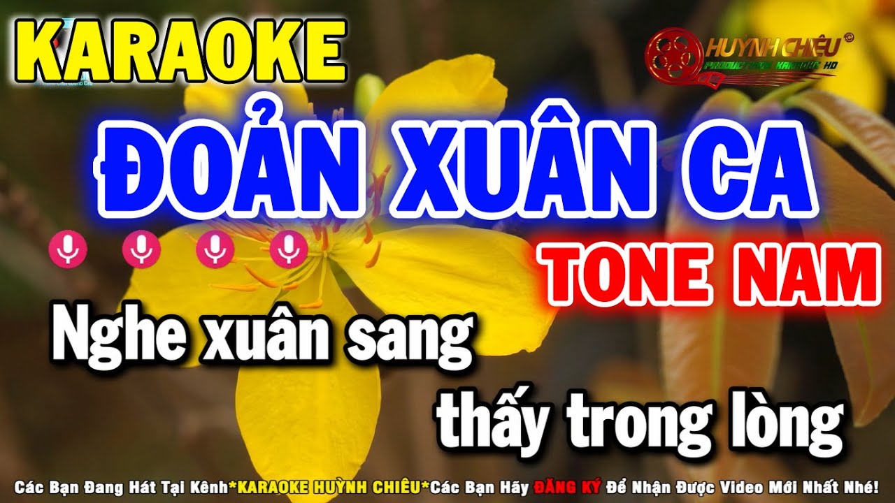 Karaoke Đoản Xuân Ca Tone Nam - Nhạc Xuân || Huỳnh Chiêu