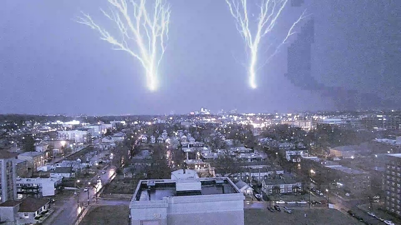 EXTREME Lightning from our Kansas City, MO Tower Camera - 3/6/2017