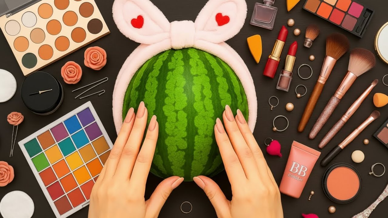 Satisfying Makeup ASMR on Watermelon #53