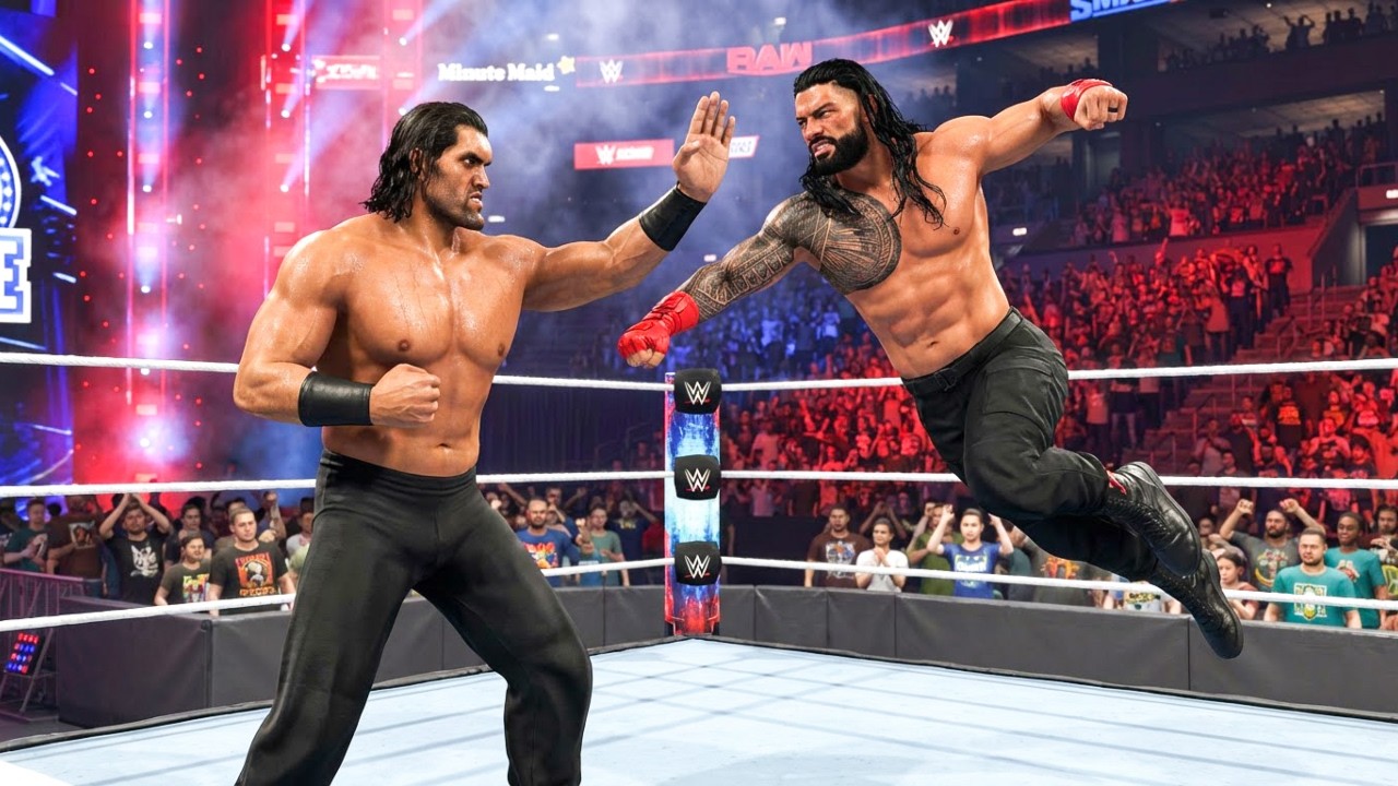 The Tribal Chief Roman Reigns Vs Team Great Khali WWE 2K25