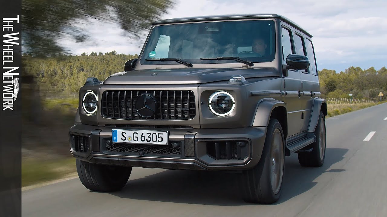 2025 Mercedes-AMG G63 with AMG Performance Package | Monza Grey | Driving, Interior, Exterior