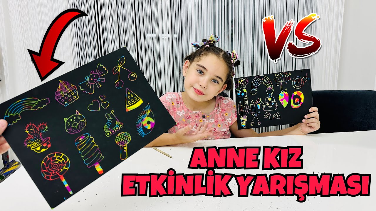 SİYAH KARTON KAZIMA ETKİNLİĞİ YAPALIM !! SİYAH AMA RESİMLER RENKLİ ÇIKIYOR !!